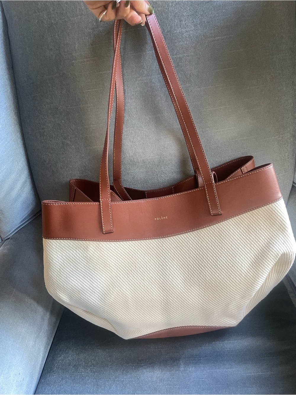 Polene Cyme Tisse Bag cognac Canvas - Picture 6 of 16